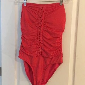 Coral Tube Top Bathing Suit with Strap